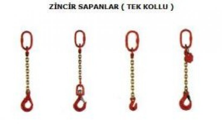 Tek Bacaklı Zincir Sapanlar (Gözlü, Kancalı, Mapalı)